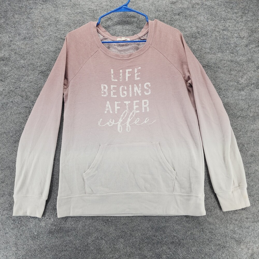 24/7 Maurices Shirt Womens Medium Long Sleeve Pink Ombre Coffee